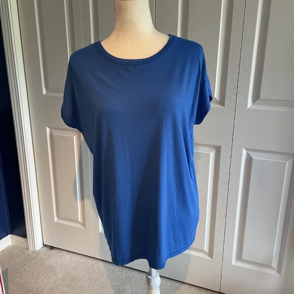 PIKO Original Cap Sleeve Top T-Shirt Tunic - Size Small - Blue - EUC - Picture 1 of 7
